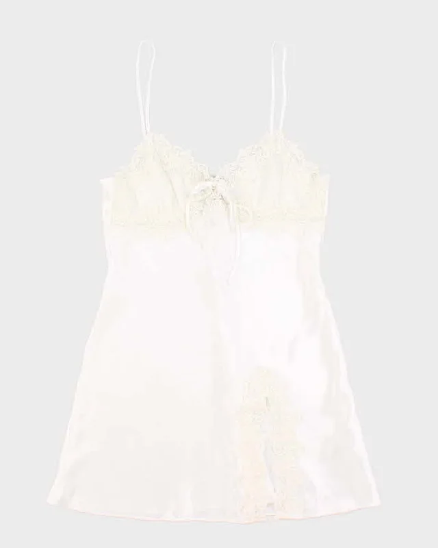 90s Rose Fashion White Slip Dress - M