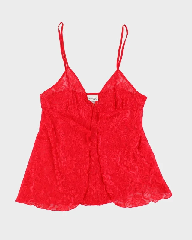 Vintage 90s Jessica Red Lace Cami - M