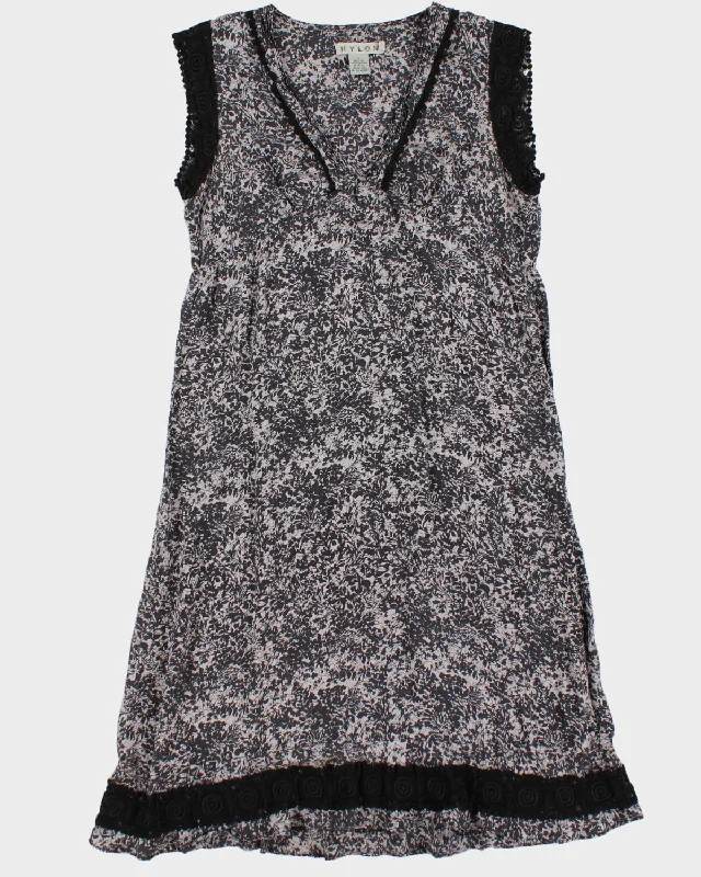 Vintage 90s Lace Detailed Silk Dress - M