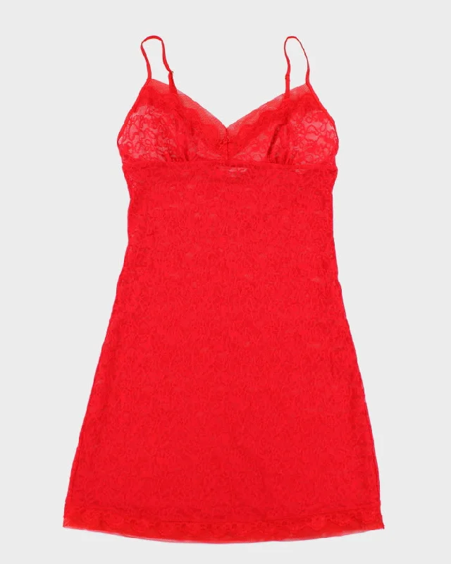 Y2k 00s Victoria's Secret Red Lace Slip Dress - L