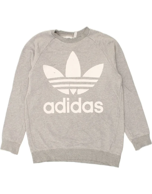 ADIDAS Womens Oversized Graphic Sweatshirt Jumper UK 8 Small Grey Cotton