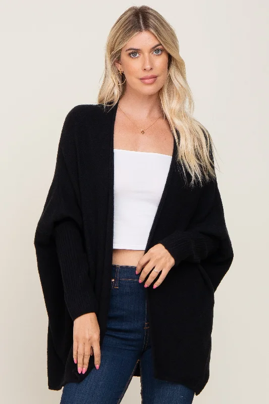 Black Dolman Sleeve Cardigan Sweater