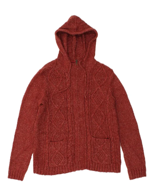 FAT FACE Womens Hooded Cardigan Sweater UK 16 Large Red Acrylic