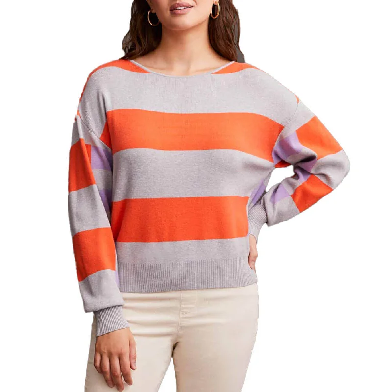 Tribal Boat Neck Sweater - Hot Coral