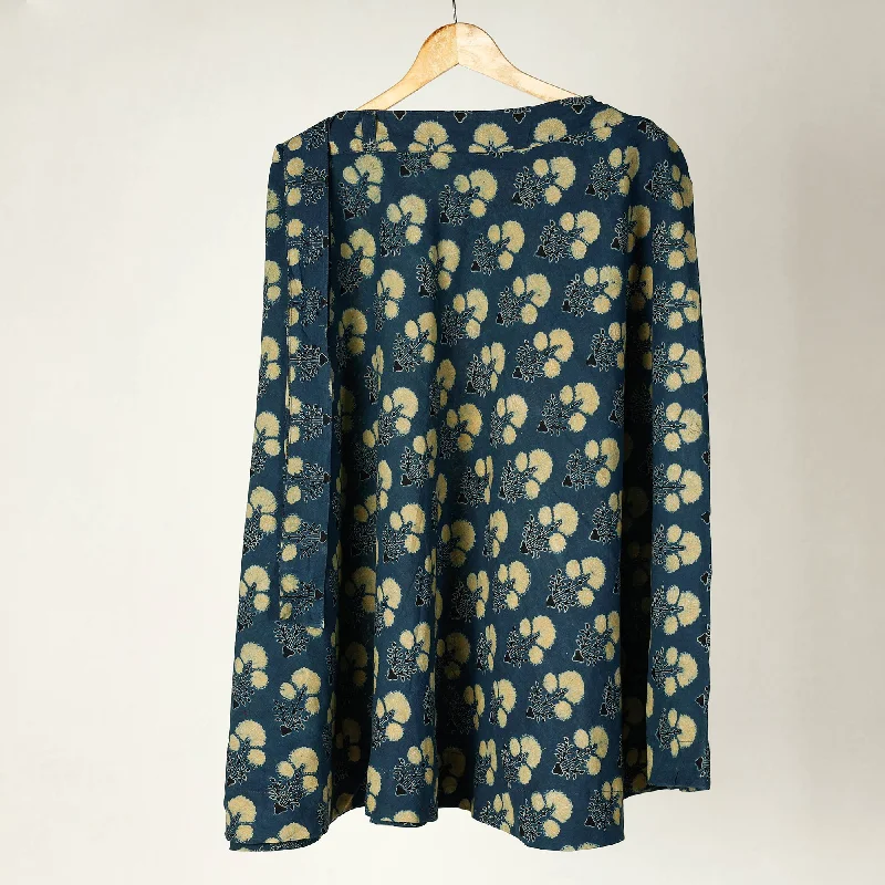 Blue - Ajrakh Block Printed Cotton Wrap Around Skirt