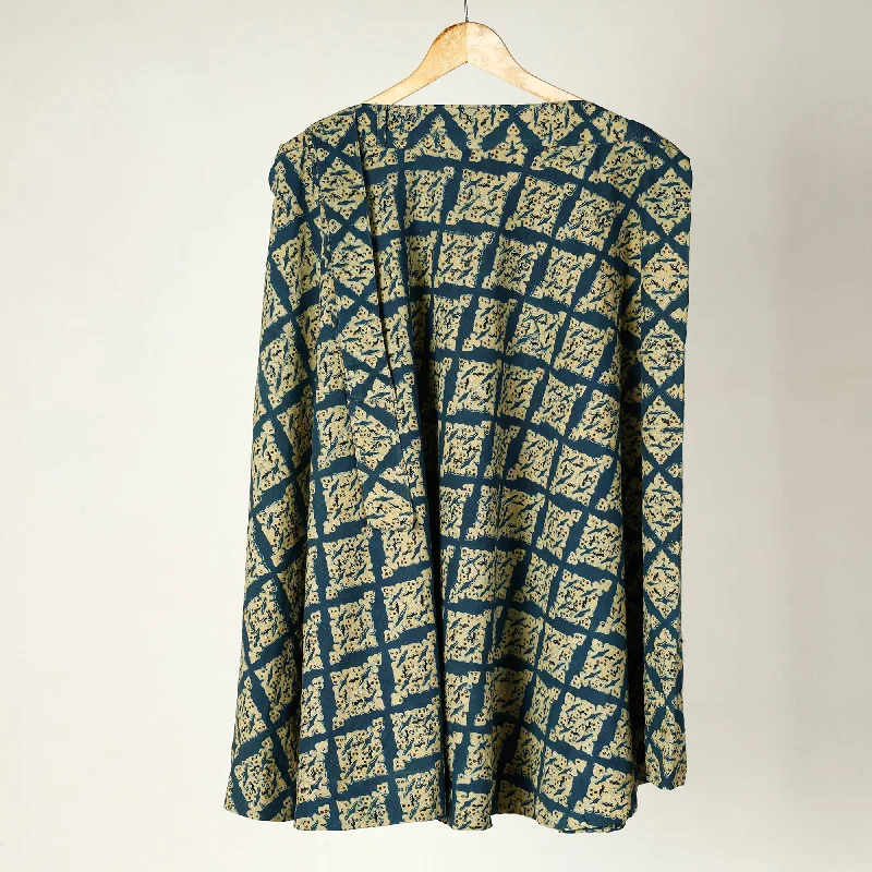 Blue - Ajrakh Block Printed Cotton Wrap Around Skirt