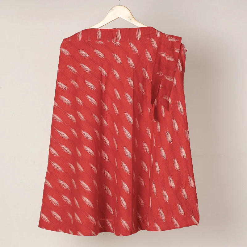 Red - Pochampally Ikat Cotton Wrap Around Skirt