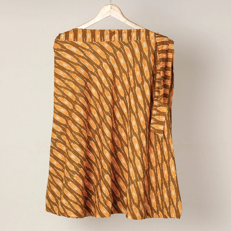 Brown - Pochampally Ikat Cotton Wrap Around Skirt