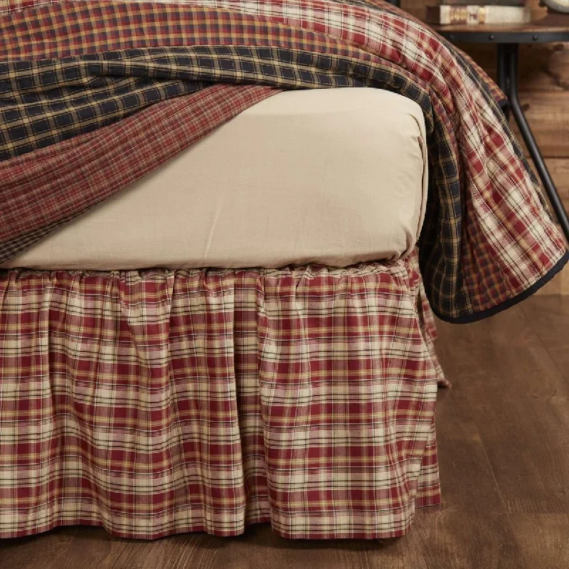 Beckham Plaid Bed Skirts Rust, Khaki, Soft Black VHC Brands