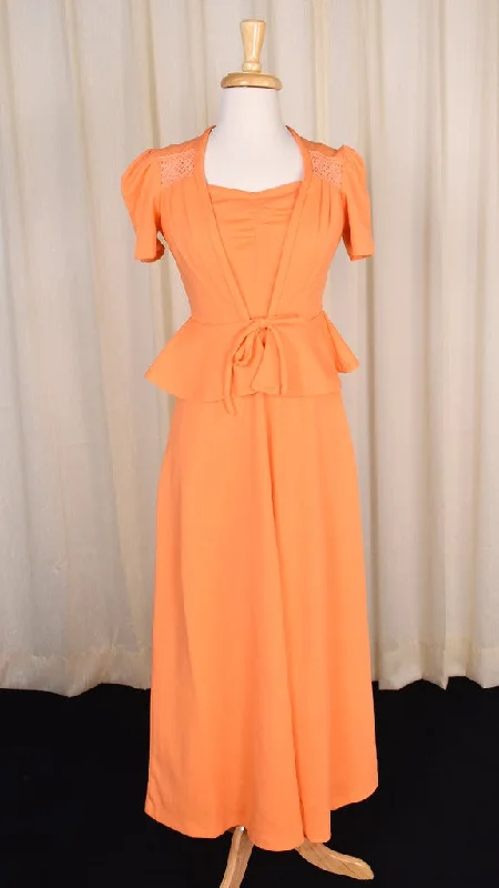 1960s Vintage Orange Maxi Dress w Jacket