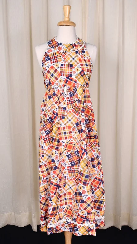 1960s Vintage Patchwork Halter Maxi