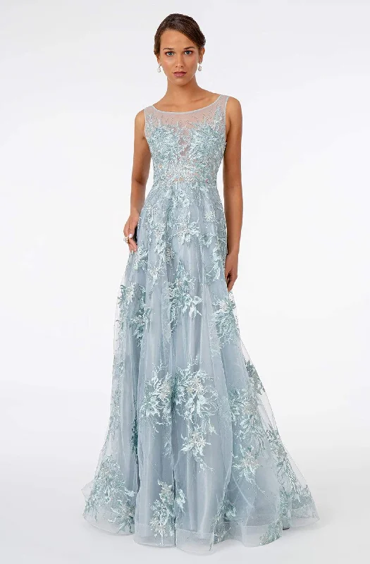 GLS by Gloria - GL2979 Embroidered Bateau A-Line Gown