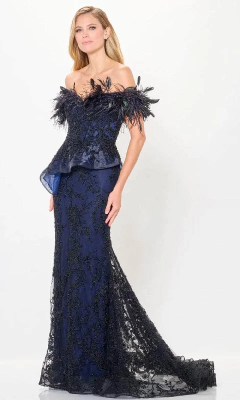 Ivonne D ID6208 - Feather Accent Evening Dress