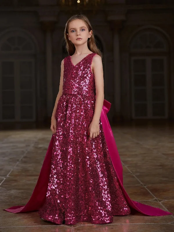 Tween Girls' Contrast Satin Sequin Party Dress