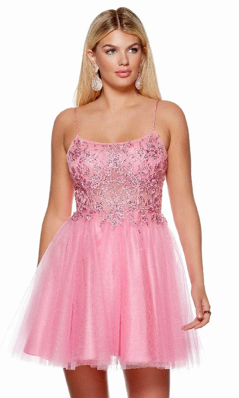 Alyce Paris 3155 - Sheer Applique Bodice Homecoming Dress