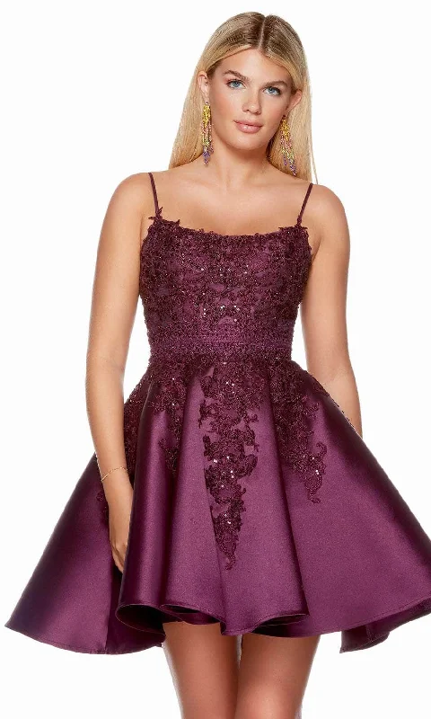 Alyce Paris 3164 - Applique Mikado A-Line Homecoming Dress