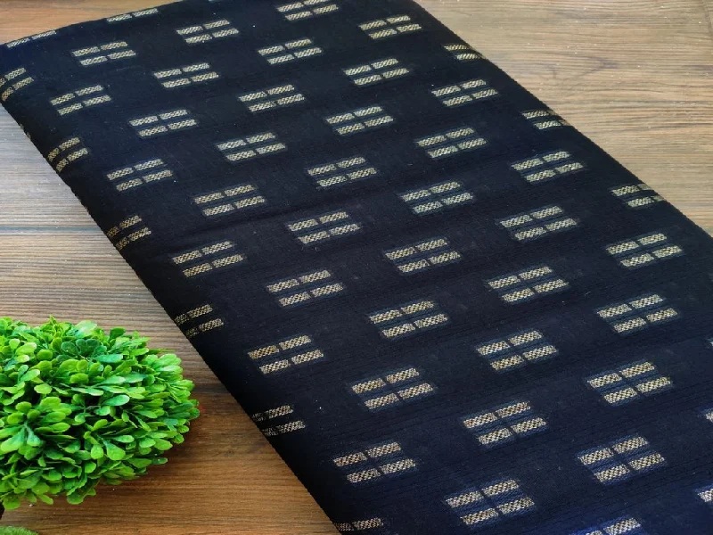 Black Golden Self Weaved Geometric Cotton Fabric