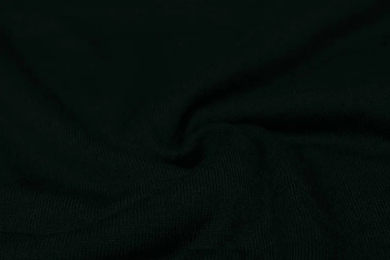 Plain Black Jersey Knit Wool Fabric