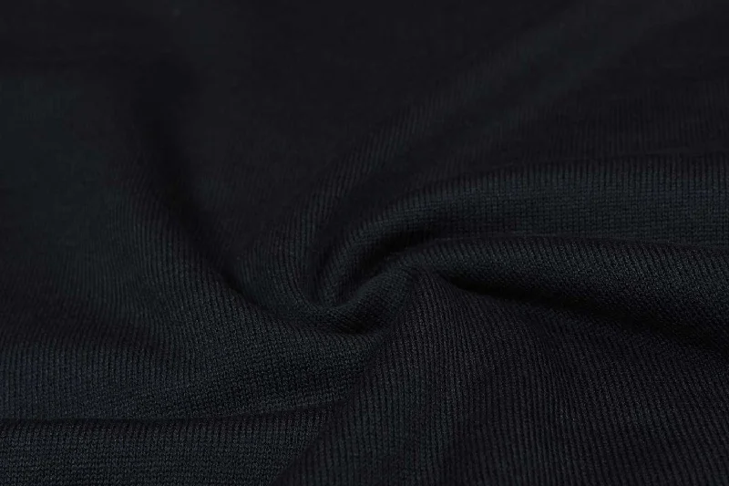 Black Plain Jersey Knit Wool Fabric