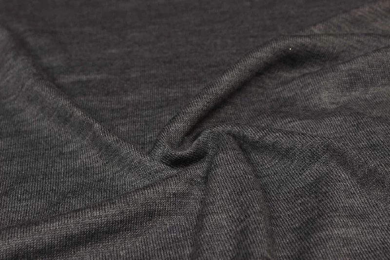 Dark Gray Plain Jersey Knit Wool Fabric