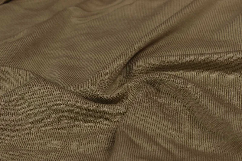 Light Brown Plain Jersey Knit Wool Fabric