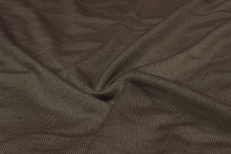 Metallic Gray Plain Jersey Knit Wool Fabric