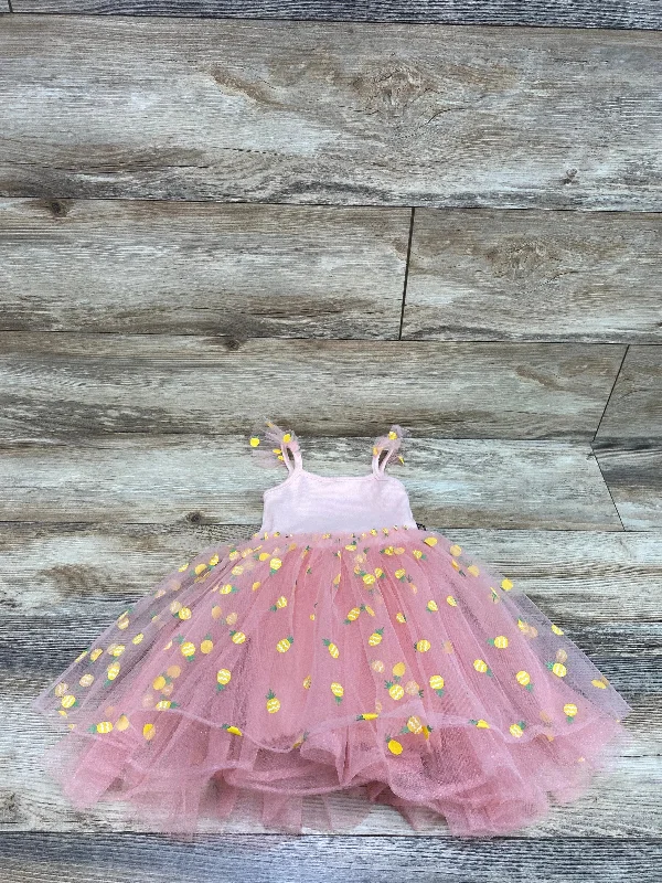 Petite Hailey Sleeveless Pineapple Frill Tutu Dress Pink sz 3T