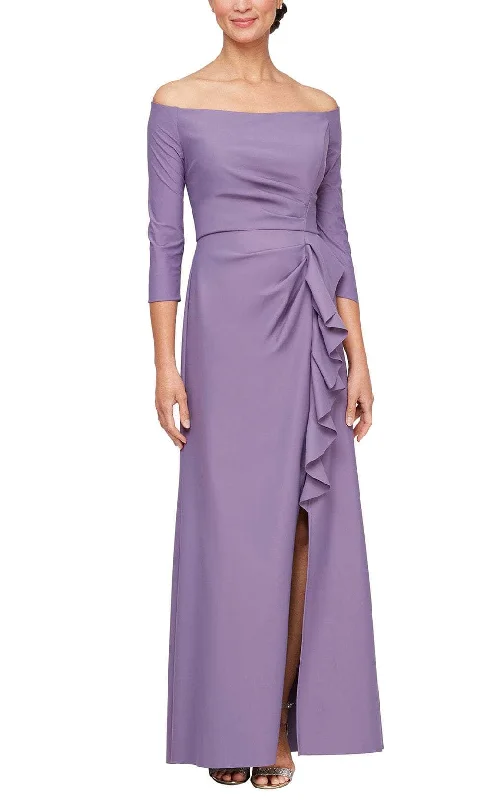 Alex Evenings 8134325 - Straight-Across Ruffle Draped Formal Dress