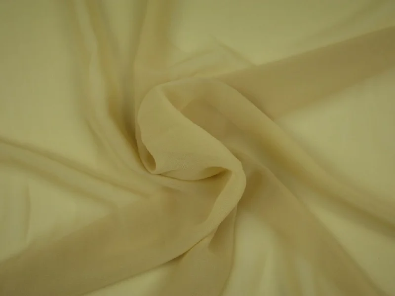 Beige Plain Chinon Chiffon Fabric