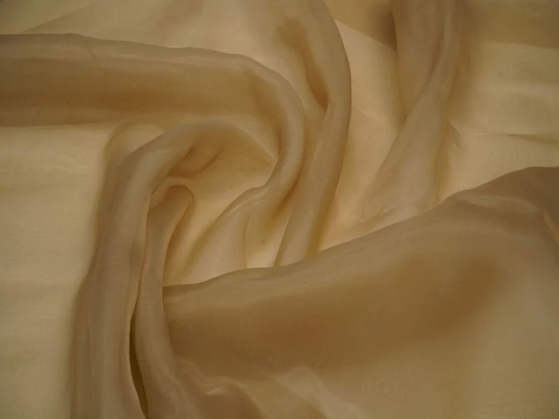 Beige Plain Viscose Organza Fabric