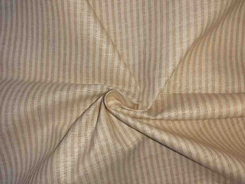 Biscuit Brown White Stripes Winter friendly  Cotton Fabric