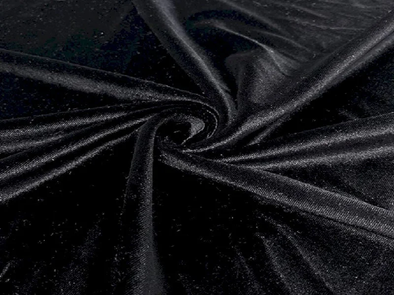 Black Plain Viscose Micro Velvet Fabric