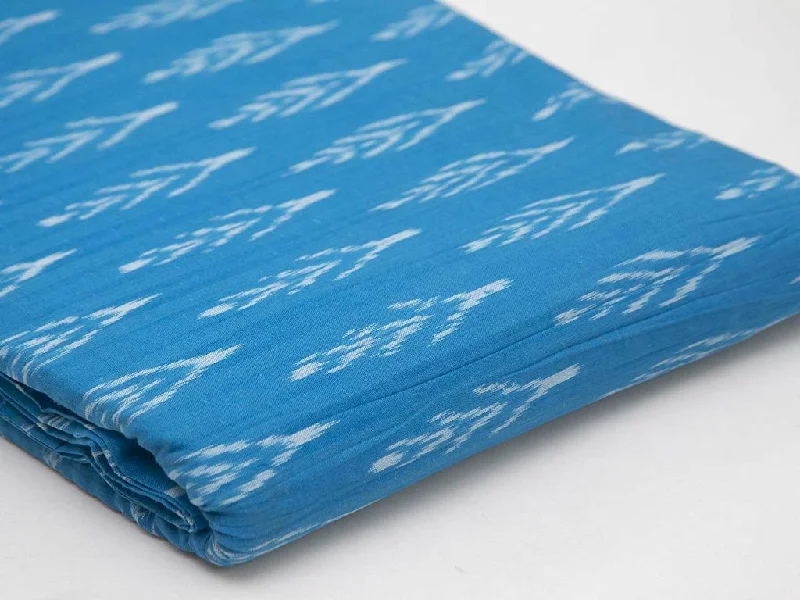 Blue Abstract Motifs Handloom Cotton Ikat Fabric