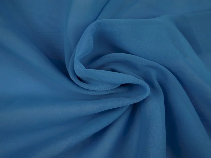 Blue Plain Chinon Chiffon Fabric