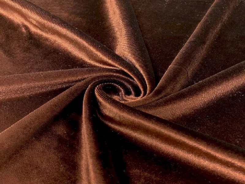 Coffee Brown Plain Viscose Micro Velvet Fabric