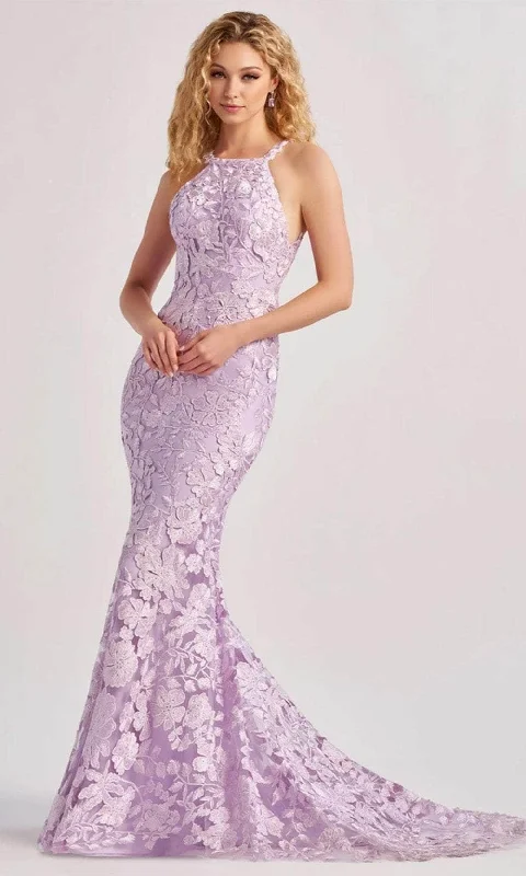 Colette By Daphne CL8665 - Embroidered Halter Prom Dress