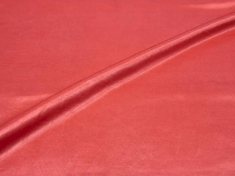 Coral Pink Plain Gaji Silk Fabric