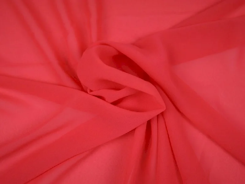 Coral Pink Plain Chinon Chiffon Fabric