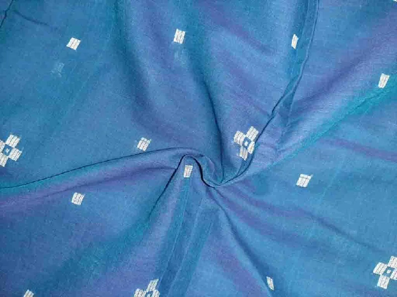 Blue Motifs Embroidered Jamdani Handloom Cotton Fabric