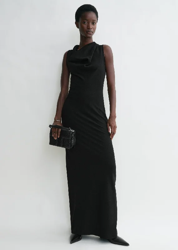 Cowl-neck dress black