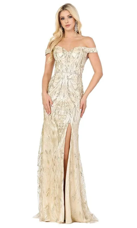 Dancing Queen - 2902 Embellished Off-Shoulder Trumpet Dress