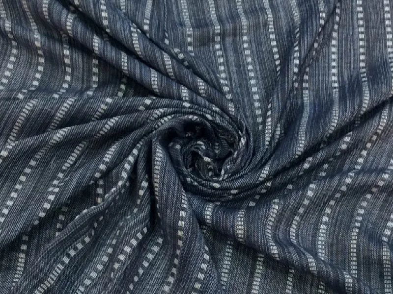 Dark Gray Designer Stripes Jacquard Cotton Fabric