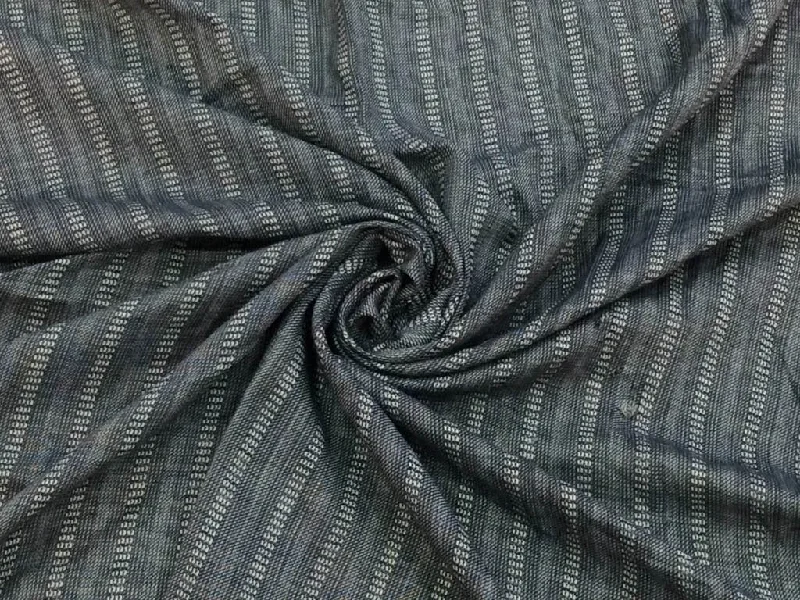 Dark Gray Stripes Jacquard Cotton Fabric