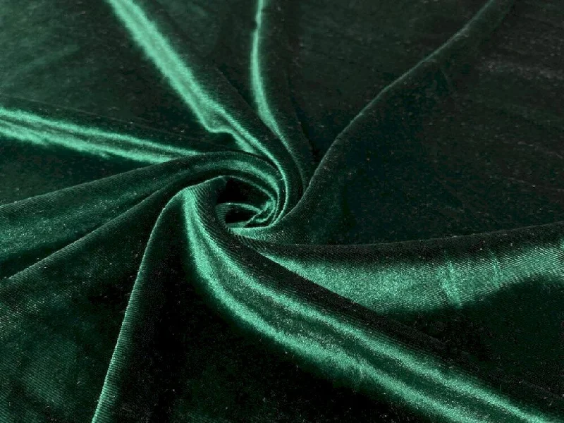 Dark Green Plain Viscose Micro Velvet Fabric