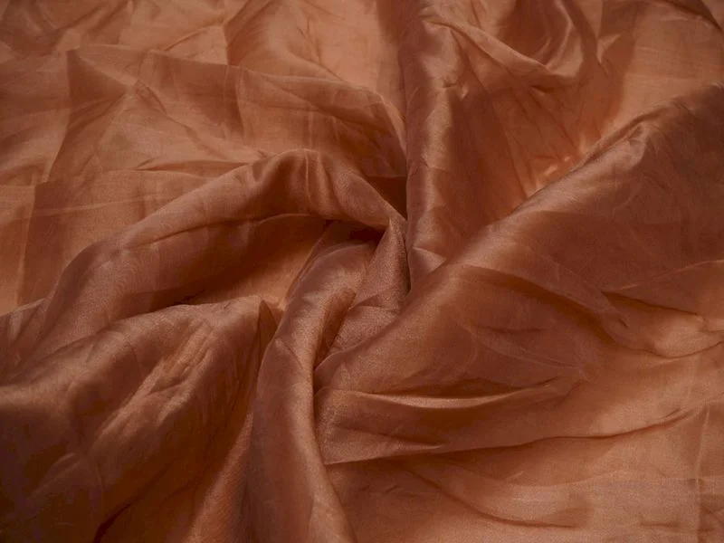 Dark Brown Plain Viscose Organza Fabric