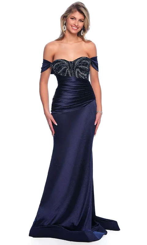 Dave & Johnny 11849 - Ruched Detail Off Shoulder Formal Dress