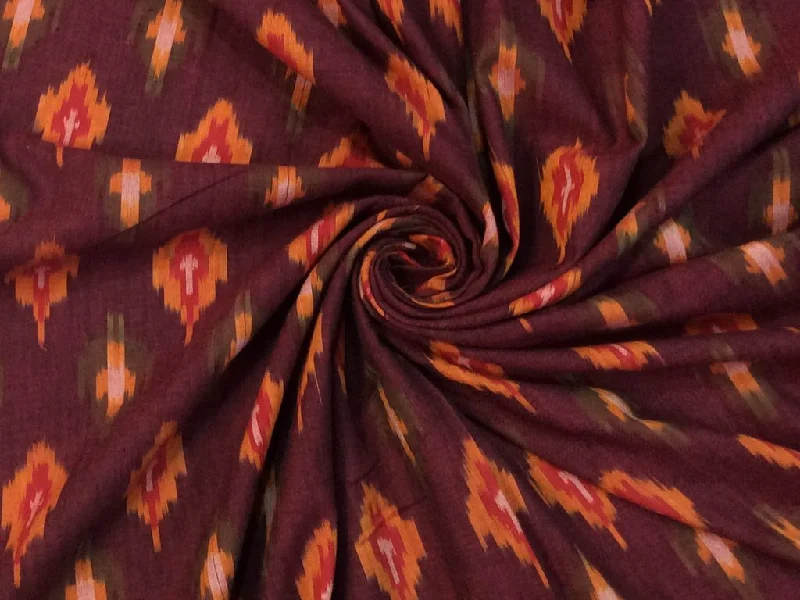 Deep Purple Multicolour Abstract Handloom Cotton Ikat Fabric