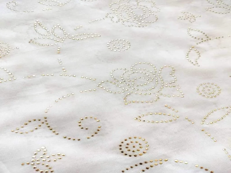 Dyeable Uppada Silk Fabric With Embellished Golden Dots