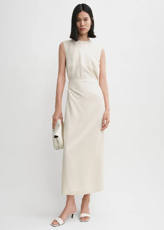 Fluid tie-waist dress pearl