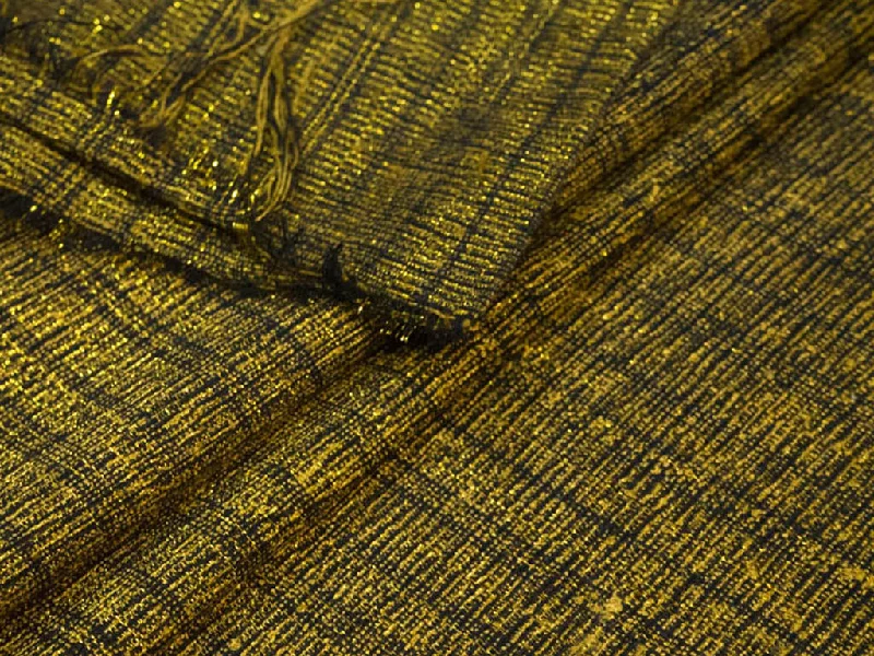 Golden Black Lurex Textured Cotton Jacquard Fabric